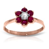 14K Solid Rose Gold Ring withNatural Diamond & Rubies