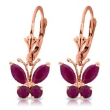 1.24 Carat 14K Solid Rose Gold Butterfly Earrings Natural Ruby