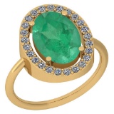2.76 Ctw Emerald And Diamond I2/I3 14K Yellow Gold Vintage Style Ring