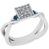 0.31 Ctw I2/I3 Treated Fancy Blue And White Diamond 14K White Gold Vintage Style Engagement Ring