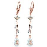 3.97 CTW 14K Solid Rose Gold Chandelier Earrings Natural Diamond Aqua