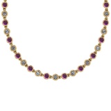 2.75 Ctw I1/I2 Amethyst And Diamond 10K Yellow Gold Necklace