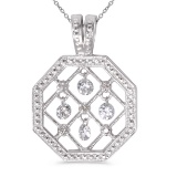 Certified 14K White Gold Dashing Diamonds Pendant