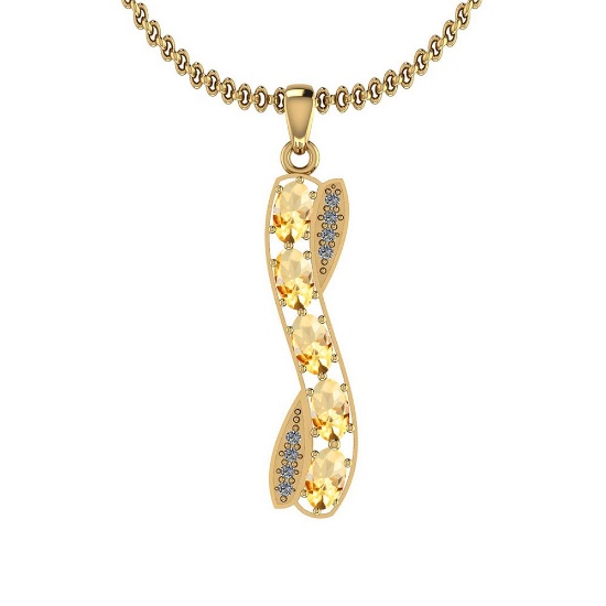 1.31 Ctw Citrine And Diamond I2/I3 10K Rose Gold Pendant