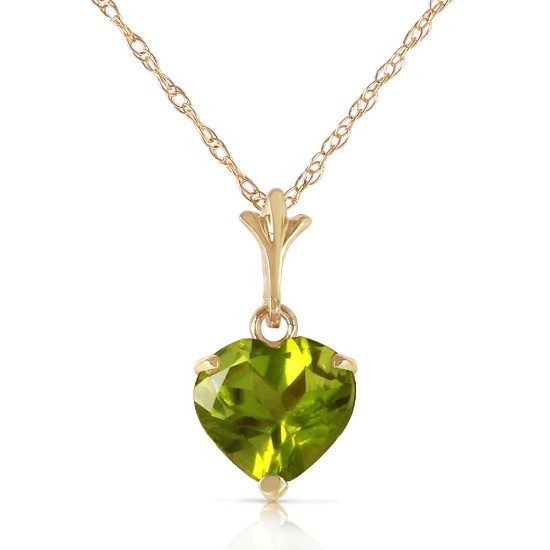 1.15 Carat 14K Solid Gold Leap Of Heart Peridot Necklace