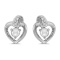 Certified 10k White Gold Pearl And Diamond Heart Earrings 0.01 CTW