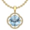 Certified 95.57 Ctw I2/I3 Blue Topaz And Diamond 14K Yellow Gold Pendant