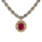 6.38 Ctw SI2/I1 Ruby And Diamond 14K Yellow Gold Necklace