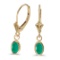 Certified 14k Yellow Gold Oval Emerald Bezel Lever-back Earrings
