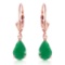 14K Solid Rose Gold Leverback Earrings with Emeralds