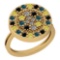 1.03 Ctw SI2/I1 Treated Fancy Black ,Yellow,Blue, White Diamond 14K Yellow Gold Ring