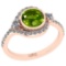 1.58 Ctw I2/I3 Peridot And Diamond 10K Rose Gold Engagement Ring