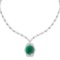 13.01 Ctw VS/SI1 Emerald And Diamond 14k White Gold Victorian Style Necklace