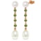 14K Solid Rose Gold Chandelier Earrings with Peridots & pearls