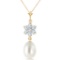 4.53 Carat 14K Solid Gold Necklace Natural pearl, Aquamarine Diamond