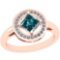 1.25 Ctw I2/I3 Treated Fancy Blue And White Diamond Platinum 14K Rose Gold Plated Ring