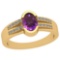 0.62 Ctw Amethyst And Diamond I2/I3 10K Yellow Gold Vintage Style Ring
