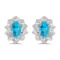 Certified 14k White Gold Oval Blue Topaz And Diamond Earrings