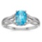 Certified 10k White Gold Oval Blue Topaz And Diamond Ring