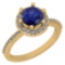 1.52 Ctw VS/SI1 Blue Sapphire And Diamond 14K Yellow Gold Engagement Halo Ring