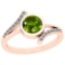 1.10 Ctw Peridot And Diamond I2/I3 10k Rose Gold Vintage Style Ring