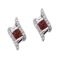 Certified 14k White Gold Ruby and Diamond Angled Earrings 0.38 CTW