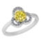 1.22 Ctw Treated Fancy Yellow And White Diamond I1/I2 14K White Gold Vintage Ring