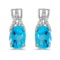 Certified 10k White Gold Oval Blue Topaz And Diamond Earrings 1.34 CTW