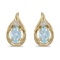Certified 14k Yellow Gold Oval Aquamarine And Diamond Earrings 0.6 CTW
