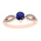 0.66 Ctw I2/I3 Blue Sapphire And Diamond 14K Rose Gold Vintage Style Ring