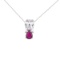 Certified 14k White Gold Ruby Pear Pendant with Diamonds