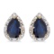 Certified 14k Yellow Gold Pear Sapphire And Diamond Earrings