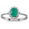 Certified 10k White Gold Oval Emerald And Diamond Ring