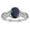 Certified 10k White Gold Oval Sapphire And Diamond Ring