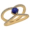 0.88 Ctw Blue Sapphire And Diamond I2/I3 14K Yellow Gold Vintage Style Ring