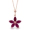 14K Solid Rose Gold Necklace with Natural rubyes