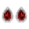 Certified 14k White Gold Pear Garnet And Diamond Earrings