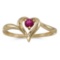 Certified 10k Yellow Gold Round Rhodolite Garnet Heart Ring