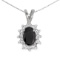 Certified 14k White Gold Oval Onyx And Diamond Pendant