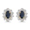 Certified 14k Yellow Gold Oval Sapphire And Diamond Earrings