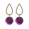 Certified 15.40 Ctw I2/I3 Amethyst And Diamond 14K Yellow Gold Dangling Earrings