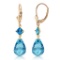 11 Carat 14K Solid Gold Broadway Blue Topaz Earrings