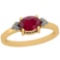 Certified 0.53 Ctw VS/SI1 Ruby And Diamond 14K Yellow Gold Vintage Style Ring