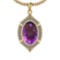 Certified 14.15 Ctw I2/I3 Amethyst And Diamond 14K Yellow Gold Pendant