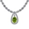 22.22 Ctw Peridot And Diamond I2/I3 14K White Gold Pendant Necklace