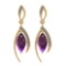 Certified 1.15 Ctw I2/I3 Amethyst And Diamond 14K Yellow Gold Dangling Earrings