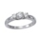 Certified 14k White Gold 0.25 Ct Three Stone Trellis Diamond Ring