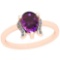 0.80 Ctw Amethyst And Diamond I2/I3 10K Rose Gold Vintage Style Ring