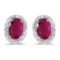 Certified 14k White Gold Oval Ruby And Diamond Earrings 0.74 CTW