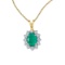 Certified 14k Yellow Gold Oval Emerald Pendant with Diamonds